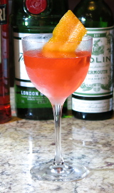 Lucien Gaudin cocktail with an orange twist garnish