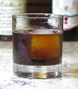 Moto Guzzi cocktail in a chilled rocks glass