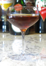 Yesterday, Today, and Amaro cocktail with no garnish